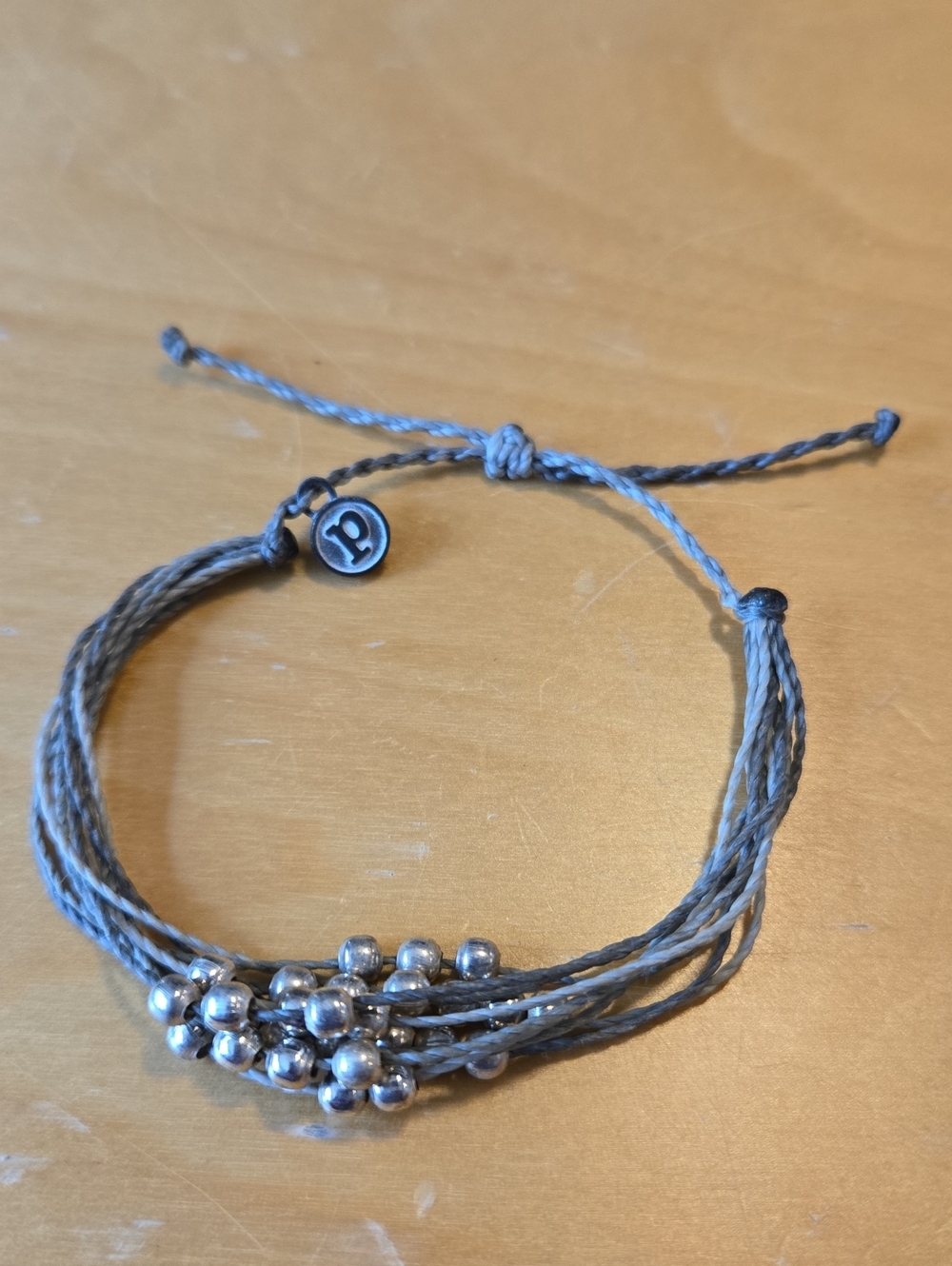 PURA VIDA ▪︎ Silver-Bead Gray Multi-Strand Cord Bracelet, Handmade